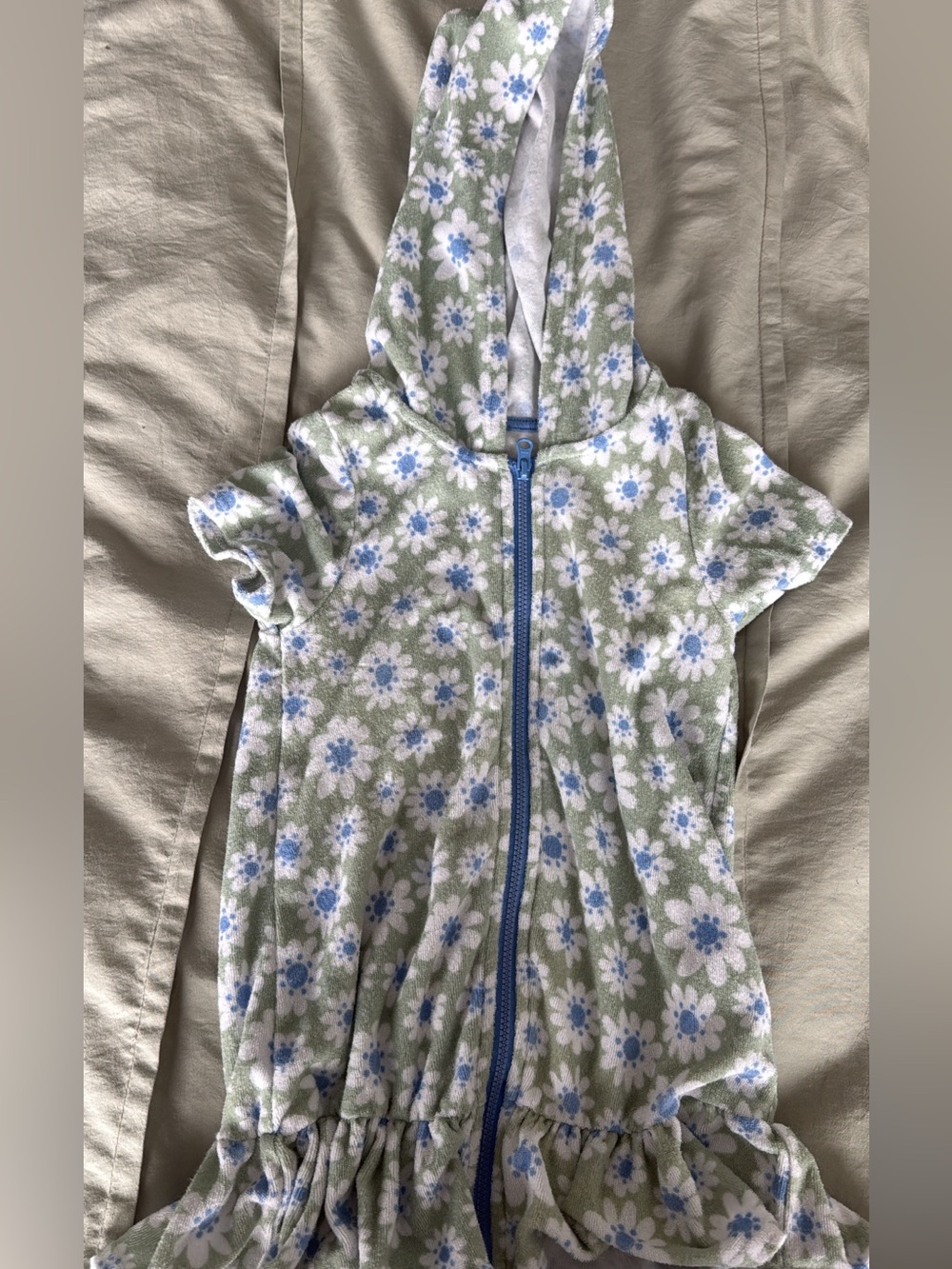 wonder nation Floral Hooded Swim Coverup - Light Green & Blue